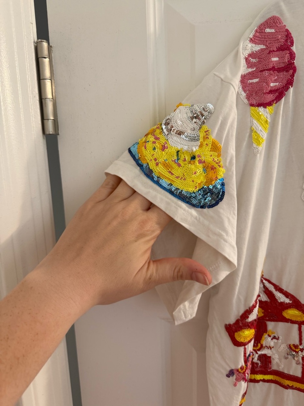 QOS: Sequin Carnival Graphic Tee - Women, White - Picture 2 of 3